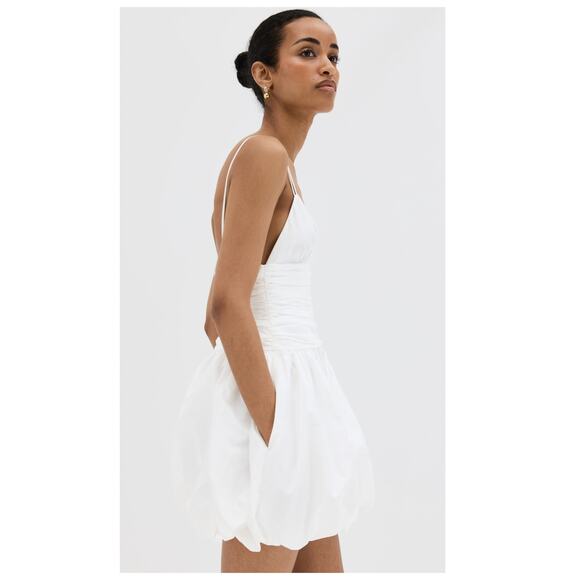 STAUD Loren Ruched Taffeta Mini Dress Size 4 - Picture 5 of 13